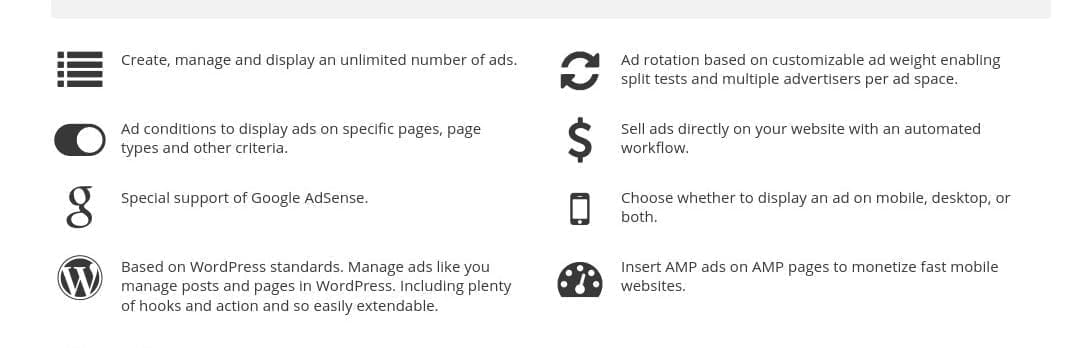 Advanced Ads WordPress Plugin Features